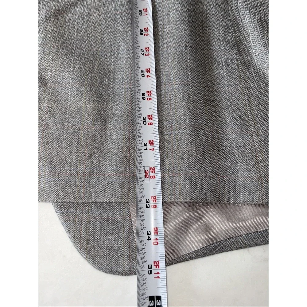 Stafford Mens 46 L Tan Windowpane Silk/Wool Blend Suit Jacket 46L Coat‎ 3 Button